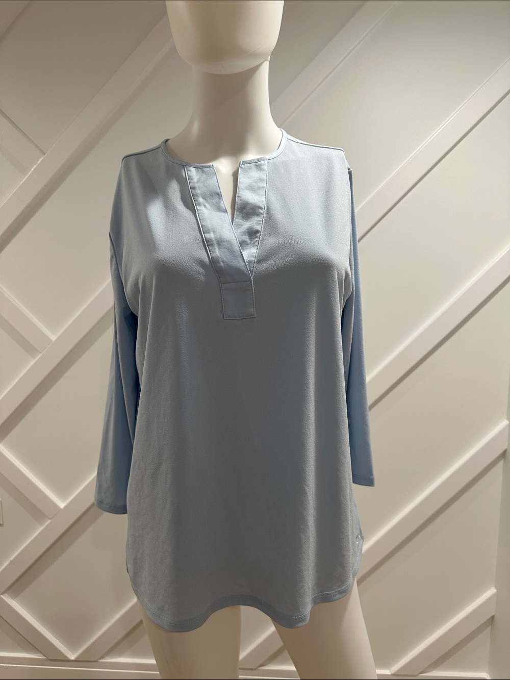Banana Republic Light Blue Split-Neck Tunic Top